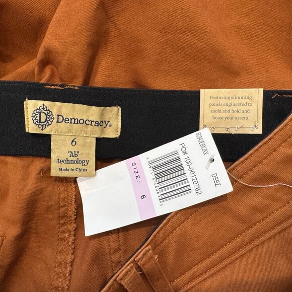 Womens Democracy Booty Lift AB Tech High Rise utility Pants sz 6 Rust Brown - Picture 3 of 7